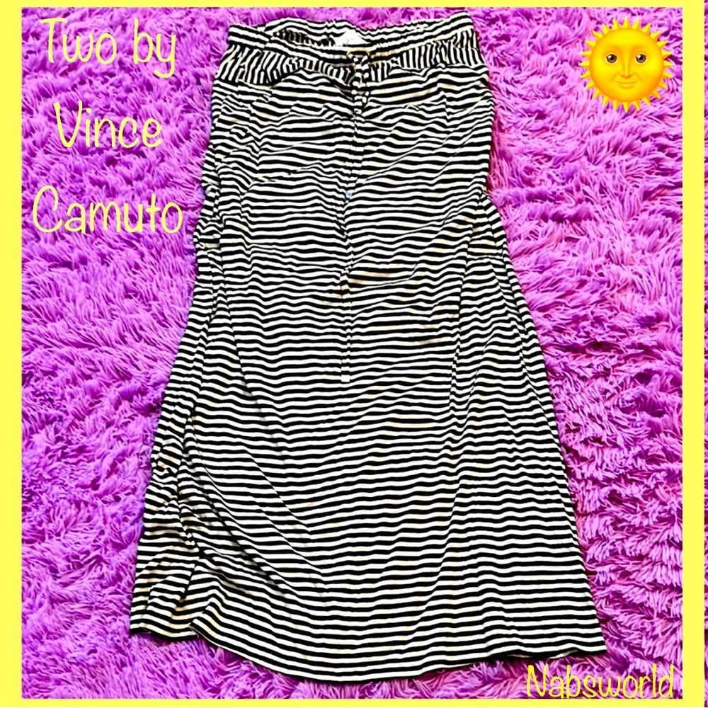 🦋NWOT: Two by Vince Camuto black and white striped maxi skirt
